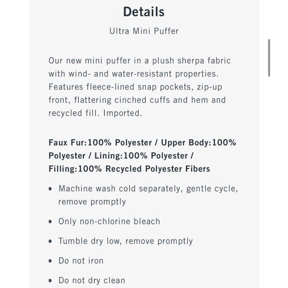 ABERCROMBIE & FITCH Womens Ultra Mini Puffer Jacket NEW Sherpa Cream Sz XL - Picture 2 of 13